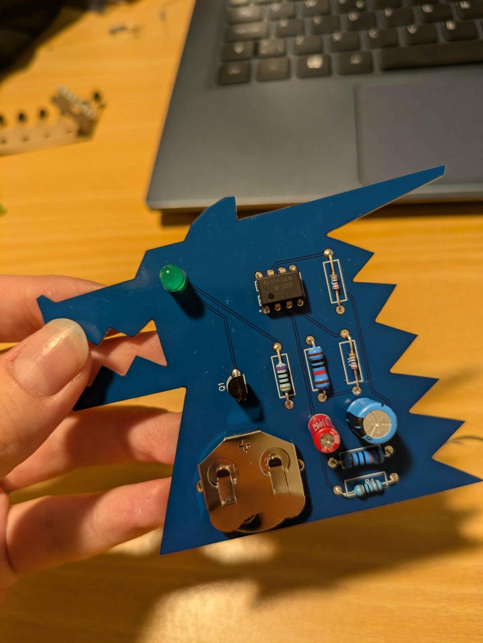 Dragon-shaped PCB made with 555 timer